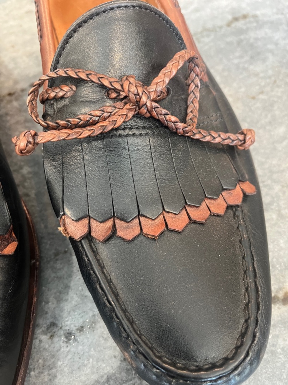 Footjoy  Men's Black and Brown Leather Moccasin Loafers size 13D - Picture 4 of 12